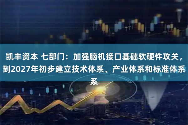 凯丰资本 七部门：加强脑机接口基础软硬件攻关，到2027年初步建立技术体系、产业体系和标准体系